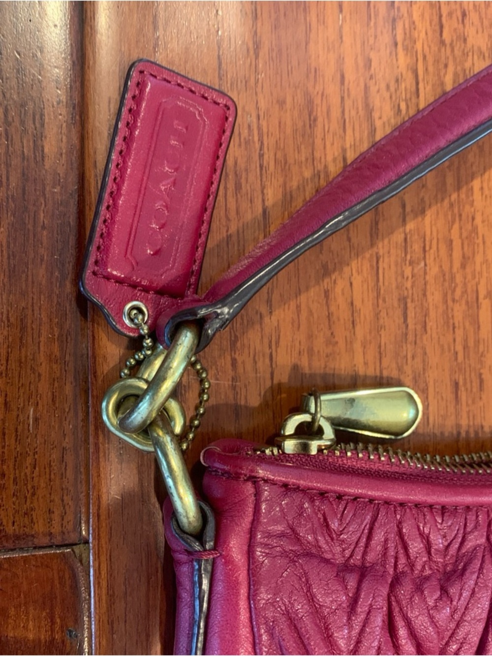 COACH Madison Gathered Convertible Hobo Bag Raspberry AUTHENTIC - Picture 3 of 16
